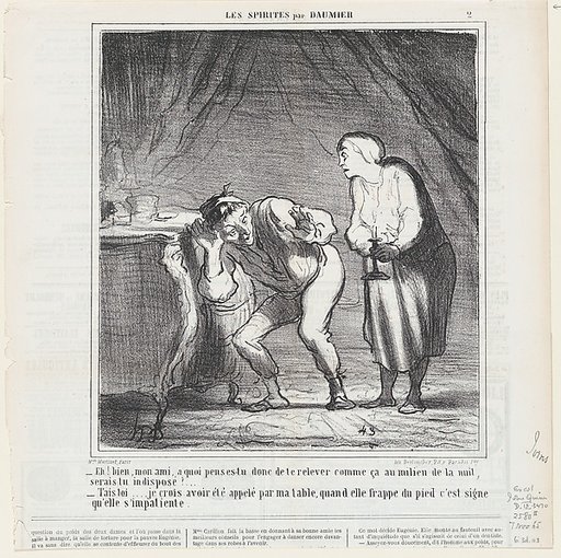 My friend, why are you up in the middle of the night, are you ill?, from 'The spiritualists,' published in Le Charivari, November 7, 1865