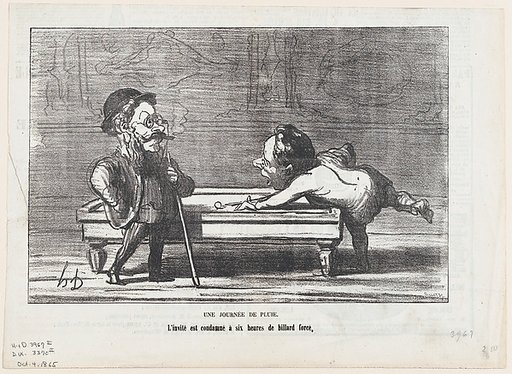 A rainy day: The guest is condemned to six hours of billiards, from "The joys of country life"
