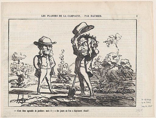 Working in the garden can be fun... but there are days when it is just too damn hot!, from "The joys of country life"