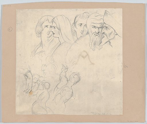 A group of five heads with other studies