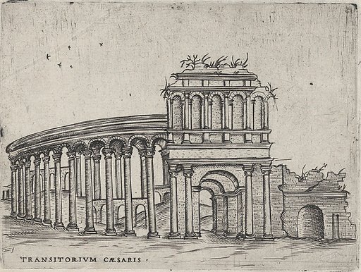 Transitorium Caesaris [formerly Teatrum Bordeos], from a series depicting (reconstructed) buildings from Roman antiquity