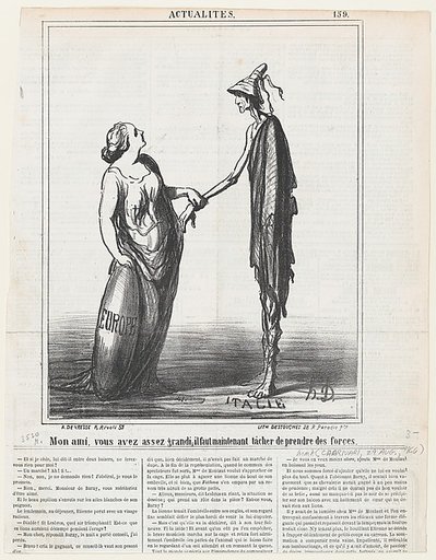 My friend, you are tall enough; but now you must try to put on some weight!, from 'News of the day,' published in Le Charivari, August 29, 1866