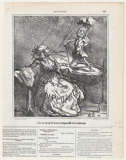 No matter how much I rock him, it is impossible to make him fall asleep, from 'News of the day,' published in Le Charivari, June 21, 1866