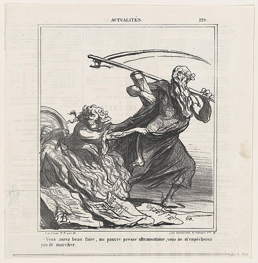 Do what you like, my poor ultramontane press. You will not prevent me from marching on, from 'News of the day,' published in Le Charivari, December 5, 1866