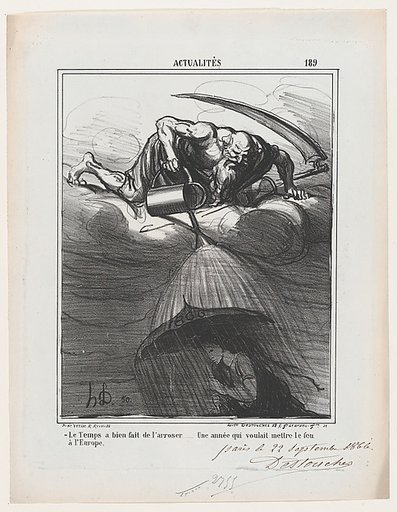 Thank God for the rain... especially since Europe was almost set on fire, from 'News of the day,' published in Le Charivari, October 8, 1866