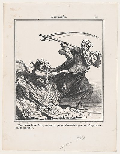Do what you like, my poor ultramontane press. You will not prevent me from marching on, from 'News of the day,' published in Le Charivari, December 5, 1866