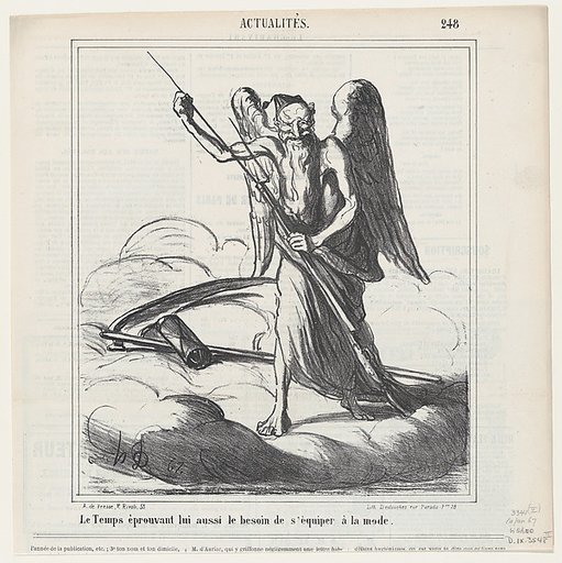 Time too feels the urge for modern equipment, from 'News of the day,' published in Le Charivari, January 10, 1867