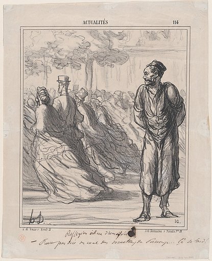 Deep thoughts of a grocer: One really mustn't speak badly of the sheep of Panurge... these here are getting sheared too, from 'News of the day,' published in "Le Charivari"