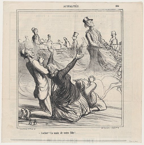 Coachman, for the hand of our daughter!..., from 'News of the day,' published in Le Charivari, June 6, 1867