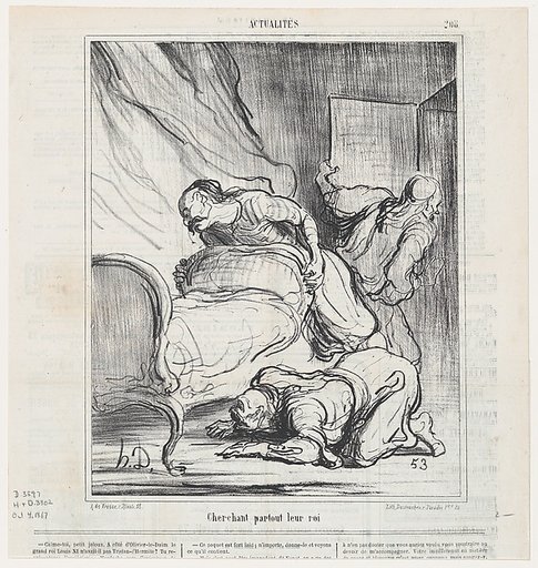 Looking everywhere for their king, from 'News of the day,' published in Le Charivari, October 4, 1867