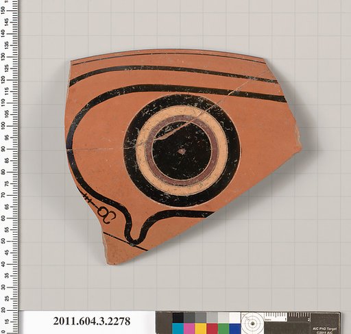 Terracotta rim fragment of a kylix: eye-cup (drinking cup)