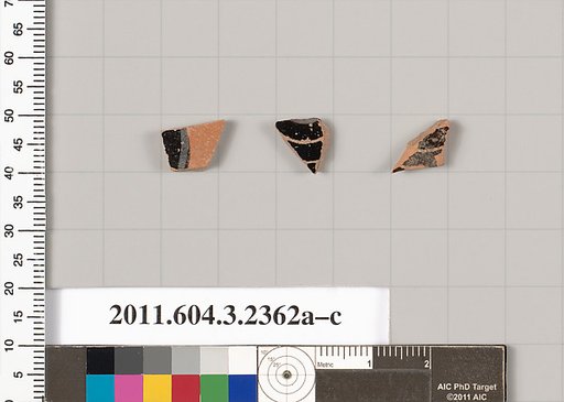 Terracotta fragments of kylikes: eye-cups (drinking cups)