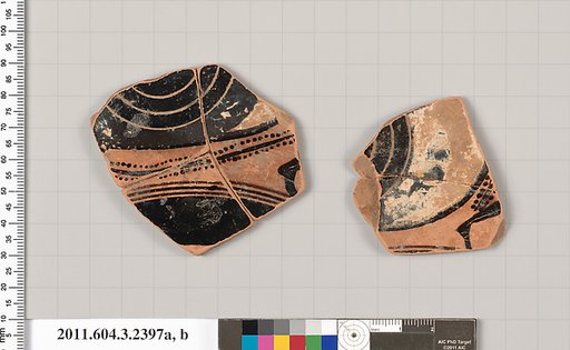 Terracotta fragments of a kylix: eye-cup (drinking cup)