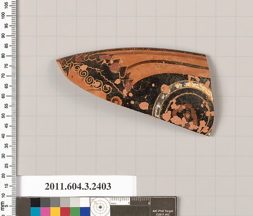 Terracotta rim fragment of a kylix: eye-cup (drinking cup)