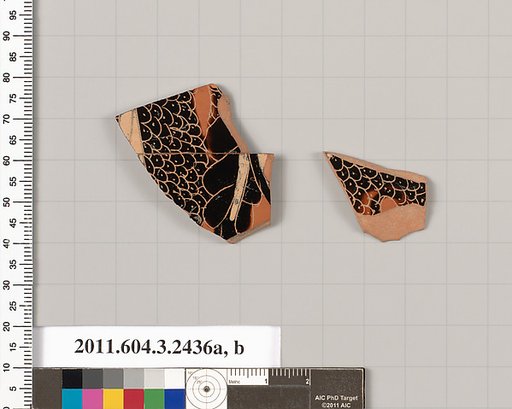 Terracotta fragments of a kylix (drinking cup)