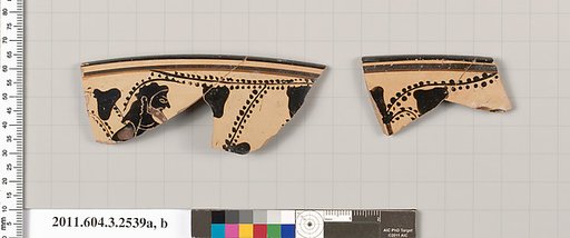 Terracotta rim fragments of a kylix (drinking cup)