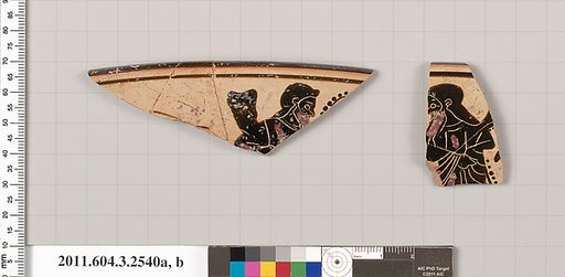 Terracotta rim fragments of a kylix (drinking cup)
