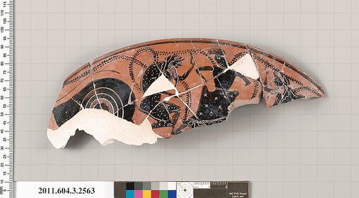 Terracotta rim fragment of a kylix: eye-cup (drinking cup)