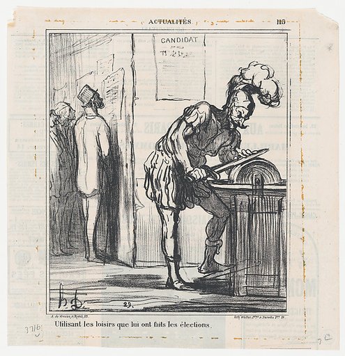 Using the free time the elections have given him, from News of the day, published in "Le Charivari"
