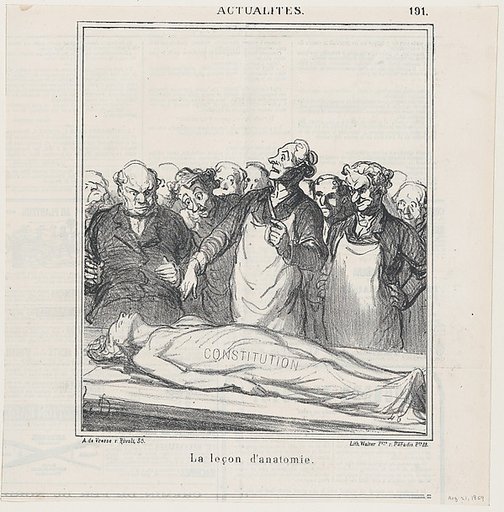 An anatomy lesson, from 'News of the day,' published in Le Charivari, August 21, 1869