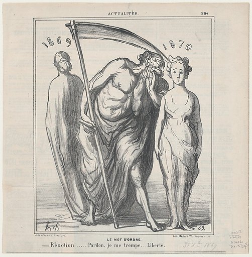The password: Reaction...... pardon me, I am mistaken... Freedom.., from 'News of the day,' published in Le Charivari, December 31, 1869