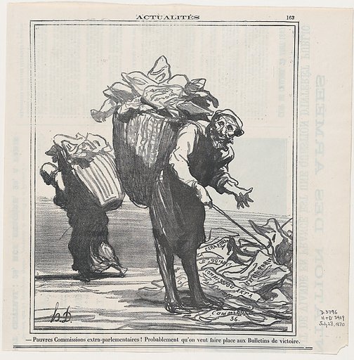 Poor extra parliamentary commission! They probably just wanted to make room for some victory bulletins, from 'News of the day,' published in Le Charivari, July 28, 1870
