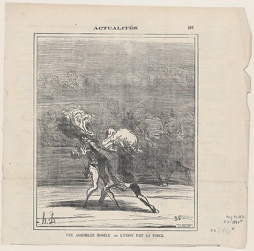 A model of an assembly or unity makes strength, from 'News of the day,' published in Le Charivari, August 19, 1871