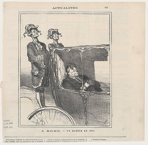 In Rome, a martyr of the year 1871, from 'News of the day,' published in Le Charivari, September 18, 1871