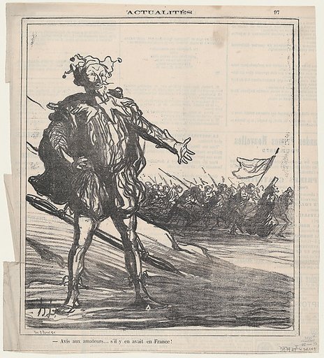 Notice to connoisseurs.... in case there are any left in France!, from 'News of the day,' published in Le Charivari, May 25, 1872