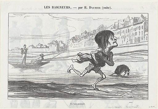 A forbidden swimming pleasure, from 'The bathers,' published in Le Petit Journal pour Rire, August 6, 1864