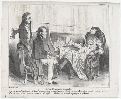 Plate 3: Robert Macaire, journalist, from 'Caricaturana,' published in Le Charivari, September 10, 1836