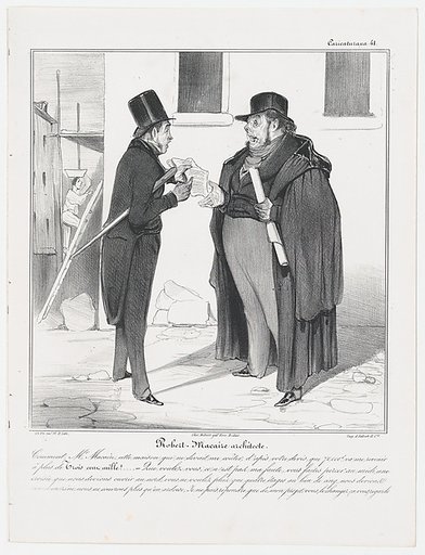 Plate 41: Robert Macaire, architect, from 'Caricaturana,' published in Les Robert Macaires
