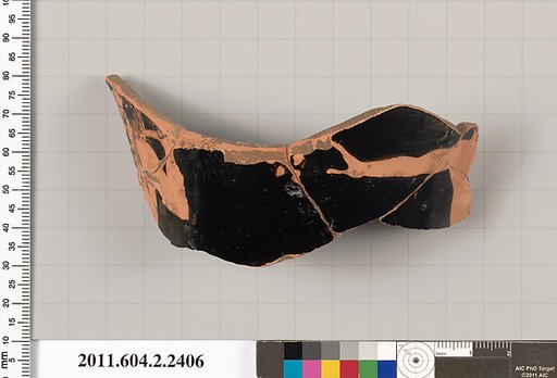 Terracotta fragment of a head kantharos (drinking cup with high handles)?