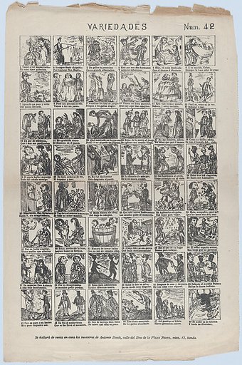 Broadside with 48 scenes of different subjects