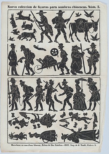 Sheet 2 of figures for Chinese shadow puppets