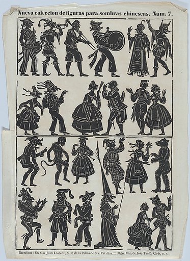 Sheet 7 of figures for Chinese shadow puppets