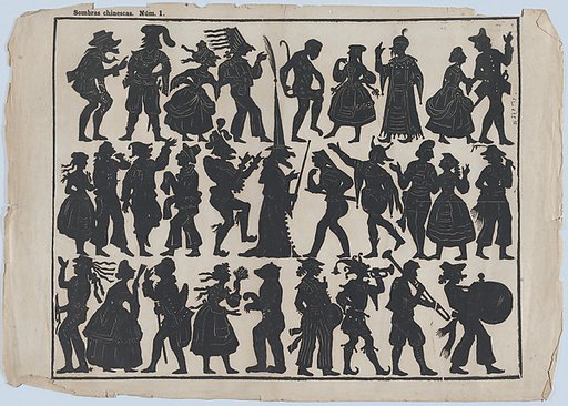 Sheet 1 of figures for Chinese shadow puppets