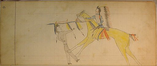 Maffet Ledger: Indian Counting Coup (yellow horse, two figures)