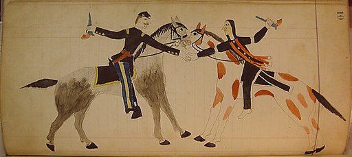 Maffet Ledger: Mounted Soldier and Indian Shaking Hands