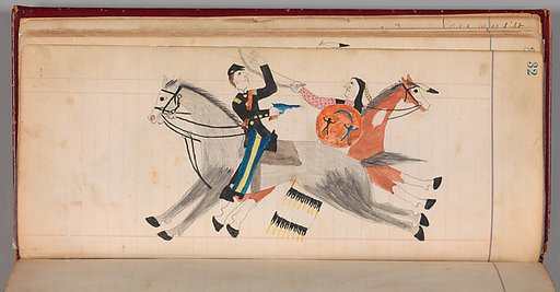 Maffet Ledger: Indian and soldier on horseback
