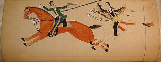 Maffet Ledger: Indian and soldier on horseback