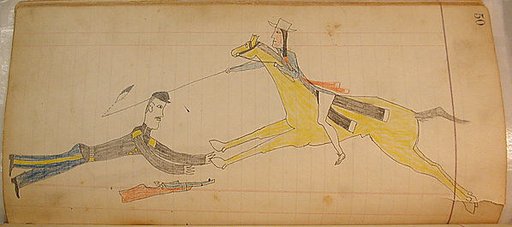 Maffet Ledger: Indian on horseback, fallen soldier