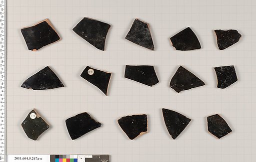 Terracotta fragments of kylikes (drinking cups)