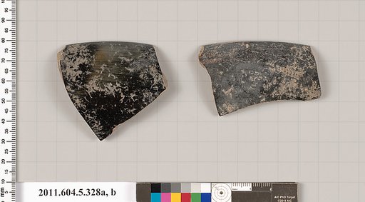 Terracotta rim fragments of a kylix (drinking cup)