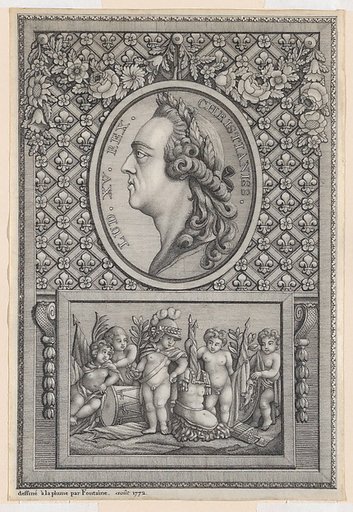 Portrait Medallion of King Louis XV set in a Decorative Frame with a Relief