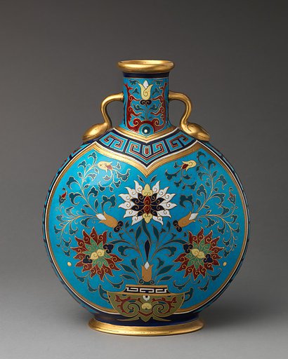 Moon flask with "cloisonné" floral decoration