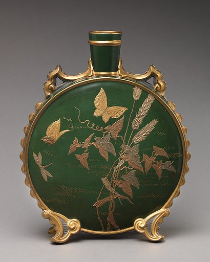 Moon flask  with gold butterfly and wheat motifs