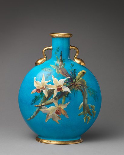Moon flask with orchids
