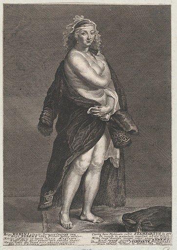 Portrait of Helena Fourment, Rubens' second wife, wearing a fur coat over her shoulders