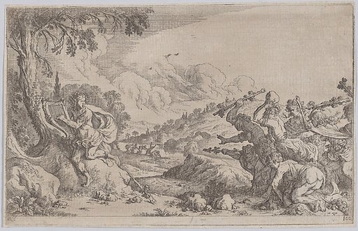 Plate 100: The death of Orpheus, from "Ovid's Metamorphoses"